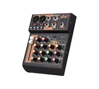 FLEXMAN Professional Audio Mixer, Portable 4 Channel DJ Mixer Console, USB BT 48V Phantom Power 3 Band EQ Loopback Button Audio Console for Live Performances Studio Party