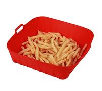 FLEXMAN Reusable Silicone Air Fryer Liner, Foldable Square Fryer Basket Liners Pot, Silicone Air Fryer Accessories for Home Baking Camping Barbecuing (Red)
