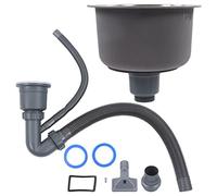 flexman Round Kitchen Sink, 10in ID 6.5in Deep Durable Undermount Stainless Steel Deep High Capacity Basin with Drainpipe Fitting Dual Mount Design