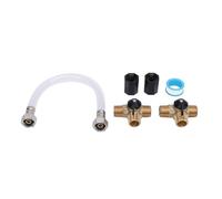 FLEXMAN RV Water Heater Bypass Kit, 12Inch Reinforced Hose 2 x 1/2 NPT Brass Tee Valves Pipe Fittings Sealing Tape Set