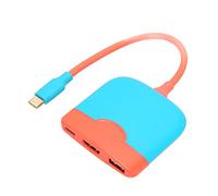FLEXMAN USB C to HDMI Adapter, 3 in 1 USB C to USB3.0, 4K at 30Hz HD Multimedia Interface, Fast Charging PD Charging Port Adapter for HDTV, Monitor or Projector (Blue Red)