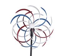 FLEXMAN Windmill, Yard Garden Wind Spinners 360 Degree Rotation Outdoor Metal Wind Spinners LED Glass Ball Light Solar Powered Windmill for Gardens, Courtyards, Lawns