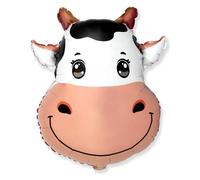 Flexmetal Cow Head 22" Super Shape Foil Balloon Party Decoration, Suitable For Air Or Helium
