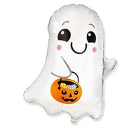 Flexmetal Ghost 30" Super Shape Foil Balloon Halloween Party Decoration, Suitable For Air Or Helium