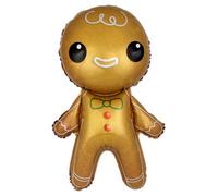 Flexmetal Gingerbread Man 39" Super Shape Foil Balloon Christmas Party Decoration, Suitable For Air Or Helium