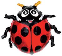 Flexmetal Ladybug 30" Super Shape Foil Balloon Party Decoration, Suitable For Air Or Helium