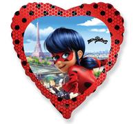 Flexmetal Miraculous Ladybug 18" Heart Foil Balloon Party Decoration, Suitable For Air Or Helium
