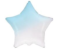 Flexmetal Pastel Gradient Two Tone Pink Blue Foil Balloon Round Heart Star - Suitable for Air or Helium Perfect Birthday Christmas Party Decoration (Gradient Blue Star, 18")