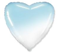 Flexmetal Pastel Gradient Two Tone Pink Blue Foil Balloon Round Heart Star - Suitable for Air or Helium Perfect Birthday Christmas Party Decoration (Gradient Blue Heart, 18")
