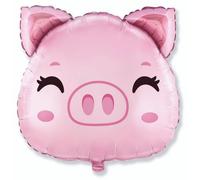 Flexmetal Pig Head 24" Super Shape Foil Balloon Party Decoration, Suitable For Air Or Helium