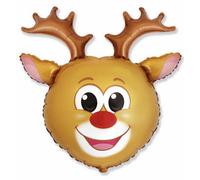 Flexmetal Reindeer Head 29" Super Shape Foil Balloon Party Decoration, Suitable For Air Or Helium