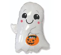 Flexmetal XL Ghost Halloween Supershape Foil Balloon 30" x 25" Suitable for Air or Helium Perfect Birthday Party Decoration