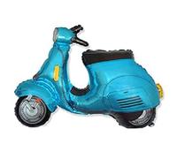 Flexmetal XL Scooter Vespa Bike Supershape Foil Balloon 38" x 29" Suitable for Air or Helium Perfect Birthday Party Decoration (Blue Vespa)