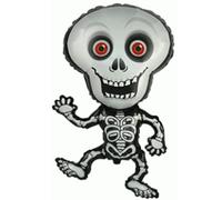 Flexmetal XL Skeleton Bones Halloween Supershape Foil Balloon 40" x 24" Suitable for Air or Helium Perfect Birthday Party Decoration (Grey)