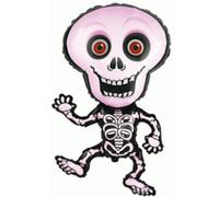 Flexmetal XL Skeleton Bones Halloween Supershape Foil Balloon 40" x 24" Suitable for Air or Helium Perfect Birthday Party Decoration (Fuchsia)