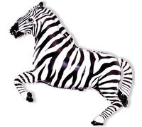 Flexmetal Zebra Black 42" Super Shape Foil Balloon Party Decoration, Suitable For Air Or Helium