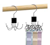 FLEXNOVA 2Pcs Belt Tie Hanger Organiser for Clothes Space Savers, 360° Rotatable Belt Holder Tie Rack Hanger Storage Organiser for Wardrobe Bags Scarves Scarf Hats