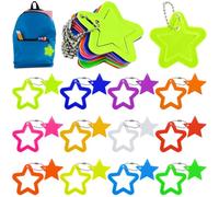 FLEXNOVA Pack of 12 Reflectors Children's Pendant Stars Colourful Reflector Pendant Children's Party Bag Children's Birthday Party Favours 5 6 7 8 Years Luminous Stars for School Bag Backpack Key Ring