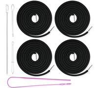 FLEXNOVA Pack of 4 Cord for Jogging Bottoms, Cord Black for Hoodie, Waistband, Rope Laces with Pull-Through Needle, Cord Band, Drawstring End Piece, Metal Replacement Strings for Trouser Band, Jackets
