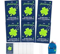 FLEXNOVA Pack of 6 Reflectors Children's Pendant Clover Reflector with Cards Organza Bags Meaningful Gift Children's Birthday Years Key Ring Party Bag for Backpack Cycling Walking Running