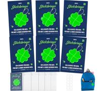 FLEXNOVA Pack of 6 Reflectors Children's Pendant Clover Reflector with Cards Organza Bags Meaningful Souvenir Children's Birthday Years Keyring Party Bag for Cycling Backpack Walking Running