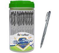 FLEXOFFICE Ballpoint Pens, Black Ink, 0.5mm Fine Point, 50 Count Pack, Quick Smooth Writing, Ball point Pens, for School, Office Supplies (FO-09-Black