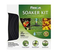 Flexon WS100KITCN 20-Piece Soaker Hose Kit, Black, 100' | 3/8" diameter, 200 PSI burst, PVC, drip irrigation, lawn, garden & yard watering