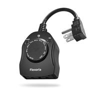 Flexoria Outdoor Waterproof Timer, Dusk to Dawn Light Sensor Timer, 2 Grounded Electrical Outlets for Christmas Lights, 15A/1875W, ETL Listed (Pack of 1)