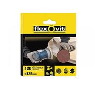 Flexovit FLV26392 Velcro Backed Sanding Discs 125mm - 8 Hole - Fine (6pk)