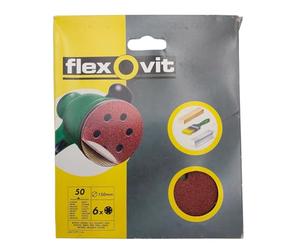 Flexovit Hook & Loop Sanding Discs 150mm Coarse 50g (Pack of 6) FLV26394