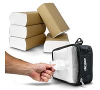 FlexPouch Z-Fold Paper Towel Dispenser + 1000pc (5 Packs - 200 Per/Pack) 2Ply Z-Fold Hand Paper Towels Sheets White 210mm x 210mm | Wall Mount, Belt Mount | Kitchen, Catering, Bathroom, Restroom