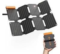 FlexSolar Portable 25W Solar Panel Charger with USB-A and USB-C Ports.0.8lbs,IP67 Waterproof and dustproof, Folded Solar Panel Compatible with Cellphone,Camping Light