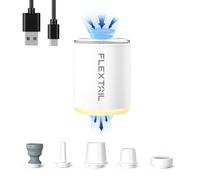 FLEXTAILGEAR Portable Air Pump, Electric Vacuum Bag Pump with 3 Level Camping Light, 1600mAh Battery, 4kPa, High Flow 180L/min, Fast In/Deflating for Sleeping Pad, Air Bed Mattress, Pool Float, White