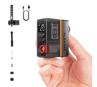 FLEXTAILGEAR Tiny Bicycle Pump with Pressure Gauge, Max 120 PSI Mini Bike Tyre Pump with Built-in Taillight, Auto Stop with Presta and Schrader Valve for E-Bike, Mountain, City and Road Bike