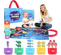 FLEXTRIX Montessori Sensory Toys for 1 2 3 Year Old Boys Girls, 2 Poles 23PCS Fabric Interactive Fishing Game for Baby Toddler 6 to 12 Months, Fine Motor Skills Learning Set and Birthday for Kid