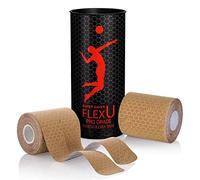 FlexU Kinesiology Tape: 40 Wide Pre-Cut Y-Shape Strips (3" x 10") - Ideal for Lower Back, Shoulders, and Knees. Provides Muscle & Joint Support .(Beige)
