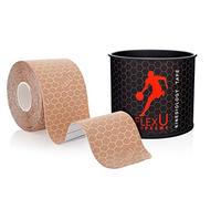 FLEXU Kinesiology Tape; Single Roll (Pre-Cut or Continuous); Advanced Strength and Flexibility Properties; Longer Lasting Therapeutic Recovery; Sports Tape (Beige Pre-cut)