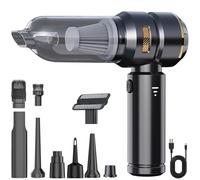 Flexup Car Vacuum And Blower, Flex Up Vacuum Cleaner Car, 22,000 Pa V-21 Blower & Vacuum, Rechargeable Handheld Air Duster With Usb Cord, Bag, Easily Clean Up Any Mess In Seconds (Black)