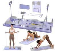 FlexuraFit Upgraded Pilates Reformer Machine for Home Multifunctional Abdominal Board Automatic Rebound Ab Roller Wheel Training Board Full Body Workout Equipment