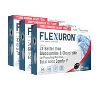 Flexuron Joint Formula by Purity Products - 3X Better Than Glucosamine and Chondroitin - Starts Working in just 7 Days - Krill Oil, Low Molecular Weight Hyaluronic Acid, Astaxanthin - 30 Count (3)