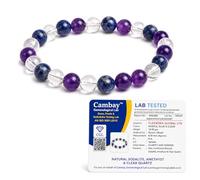 Flexxora Healing Crystal Chakra Bracelet for Women and Men, Clarity & Wisdom Sodalite Amethyst Clear Quartz Bracelet for Focus, Calm, Anxiety, Intuition, Study & Spiritual Gift