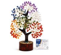 Flexxora Seven Chakra Crystal Tree of Life - Natural Gemstone Reiki Healing Tree for Meditation, Chakra Balancing, Positive Energy, Home Office Décor & Spiritual Gift, Lab Certified.