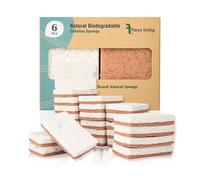 Flexy Living 6 Pcs Biodegradable Dish Washing Sponge Long Lasting Made Up Of Plant Cellulose Eco Friendly Kitchen Organic Sponges Heavy Duty Ultra Absorbent Odor Free Reusable Washing Natural Sponge