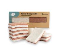Flexy Living 8 Pcs Natural & Eco Sponge Long Lasting Made Up Of Plant Cellulose Heavy Duty Sponge Scourers Absorbent Odor Free Non-Stick Non Scratch Pan & Pot Washing Up Organic Scrubbers