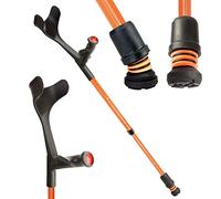 Flexyfoot Ltd Shock Absorbing Comfy Grip Adjustable Crutch - Choice of Colours Available - Improves Safety, Improves Comfort, Reduces Shocks & Jarring - Orange - Left Handed