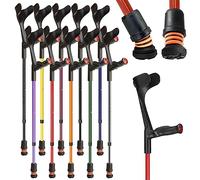 Flexyfoot Shock Absorbing Comfy Grip Adjustable Crutch - Improves Safety, Improves Comfort, Reduces Shocks & Jarring - Red - Right Handed