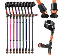 Flexyfoot Shock Absorbing Comfy Grip Double Adjustable Crutch - Improves Safety, Improves Grip, Reduces Shocks & Jarring - Right Handed - Orange