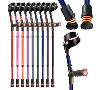 Flexyfoot Ltd Shock Absorbing Soft Grip Double Adjustable Crutch - Choice of Colours Available Here - Improves Safety, Improves Grip, Reduces Shocks & Jarring - Single - Blue