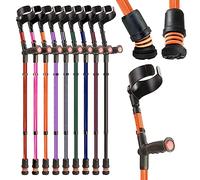 Flexyfoot Shock Absorbing Soft Grip Double Adjustable Crutch - Improves Safety, Improves Grip, Reduces Shocks & Jarring - Single - Orange