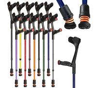 Flexyfoot Shock Absorbing Comfy Grip Adjustable Crutch - Improves Safety, Improves Comfort, Reduces Shocks & Jarring - Blue - Left Handed